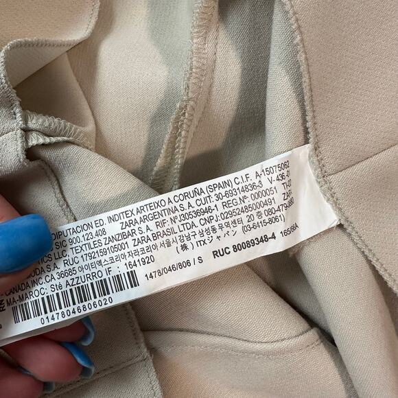 ZARA Super High Waist Wide Leg Pants Cropped Ankle Trouser Culottes, Cream - Picture 8 of 8